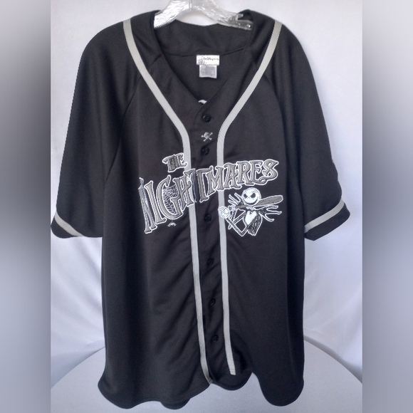 *Nightmare after Christmas button down baseball jersey black/silver size 2XL